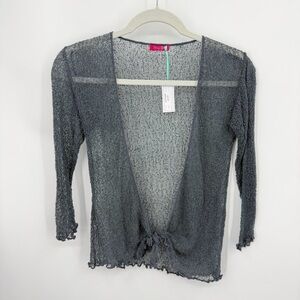 Shu-Shi gray Long Sleeve Mesh Shrug one size cardigan